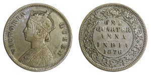 Victoria Empress, One Quarter Anna -1876 # Lots 12