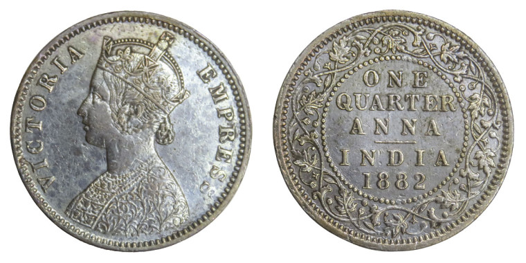 Victoria Empress, One Quarter Anna - 1882 # lots 32