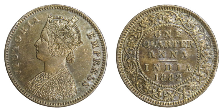 Victoria Empress, One Quarter Anna - 1882 # lots 34