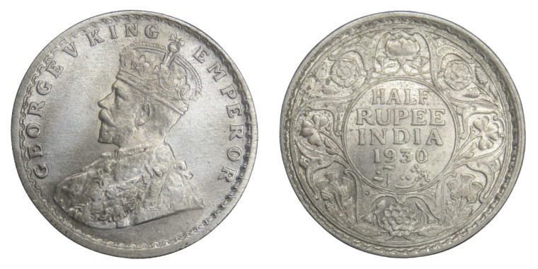 George V King Emperor, Half Rupee - 1930