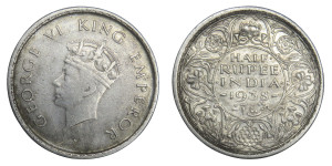 George VI King Emperor, Half Rupee - 1938 # Lot 2