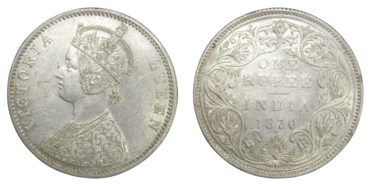 Victoria Queen, One Rupee -1876 # Lot 2