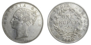 Victoria Queen, One Rupee - 1840 # Lot 8