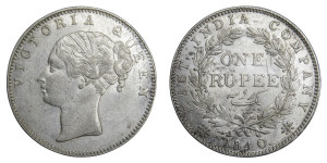 Victoria Queen, One Rupee - 1840 # Lot 9