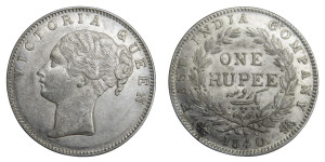 Victoria Queen, One Rupee - 1840 # Lot 11