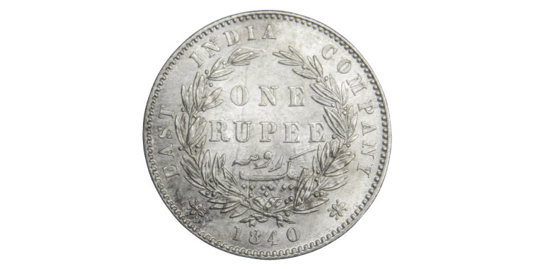 Victoria Queen, One Rupee - 1840 # Lot 12