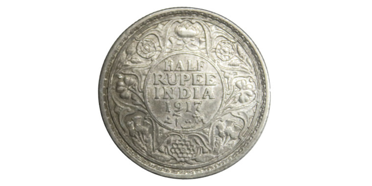 George V King Emperor, Half Rupee - 1917