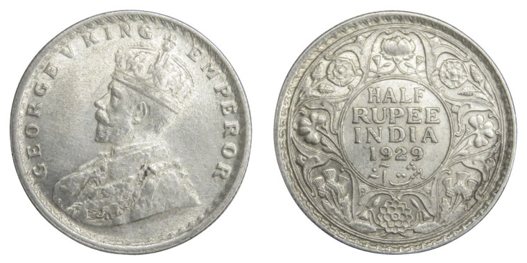 George V King Emperor, Half Rupee - 1929