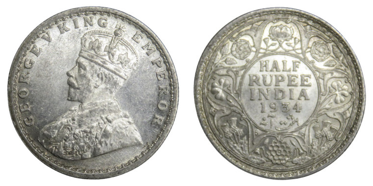 George V King Emperor, Half Rupee - 1934 # Lot 2