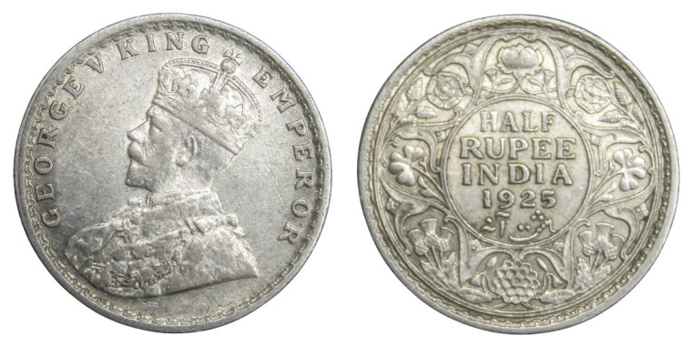 George V King Emperor, Half Rupee - 1925 # Lot 5