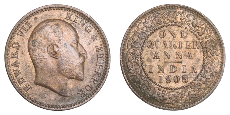 Edward VII King, One Quarter Anna - 1905 # Lot 8