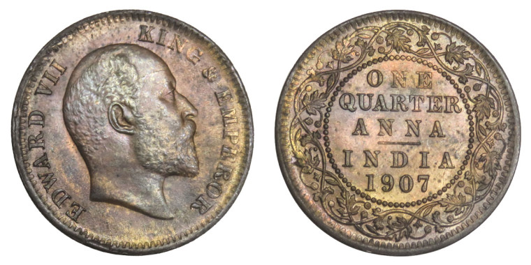 Edward VII King, One Quarter Anna - 1907 # Lots 12