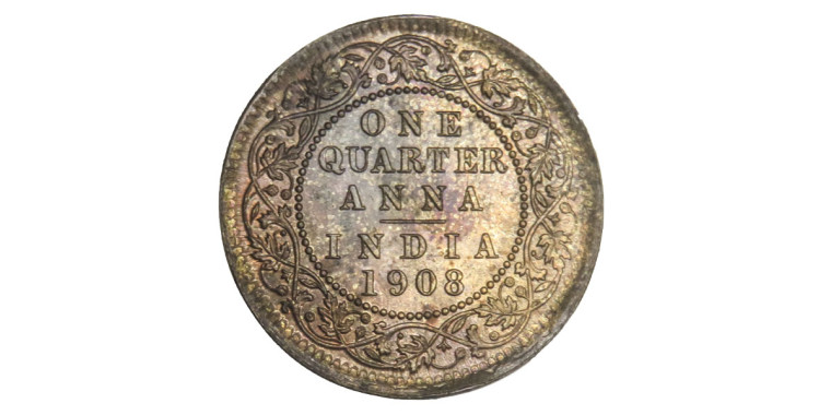 Edward VII King, One Quarter Anna - 1908 # Lot 5