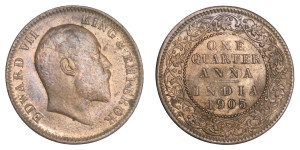 Edward VII King, One Quarter Anna - 1905 # Lot 9