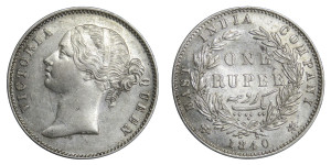 Victoria Queen, One Rupee - 1840 # Lot 14