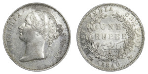 Victoria Queen, One Rupee - 1840 # Lot 15