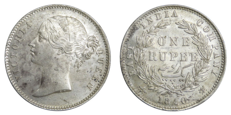 Victoria Queen, One Rupee - 1840 # Lot 16