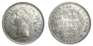 Victoria Queen, One Rupee - 1840 # Lot 18