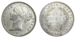 Victoria Queen, One Rupee - 1840 # Lot 19