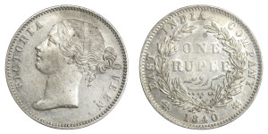 Victoria Queen, One Rupee - 1840 # Lot 20