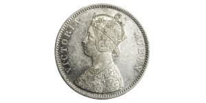 Victoria Queen, One Rupee - 1862 # Lot 2 ( 0/10 Dot )