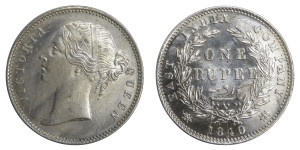 Victoria Queen, One Rupee - 1840 # Lot 27