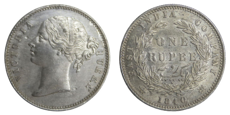 Victoria Queen, One Rupee - 1840 # Lot 28