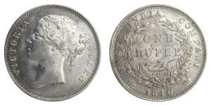 Victoria Queen, One Rupee - 1840 # Lot 30