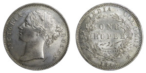 Victoria Queen, One Rupee - 1840 # Lot 33