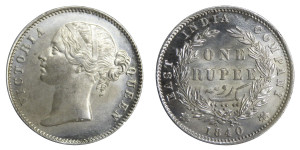 Victoria Queen, One Rupee - 1840 # Lot 35