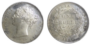 Victoria Queen, One Rupee - 1840 # Lot 37