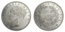 Victoria Queen, One Rupee - 1840, Continuous Legend # 9