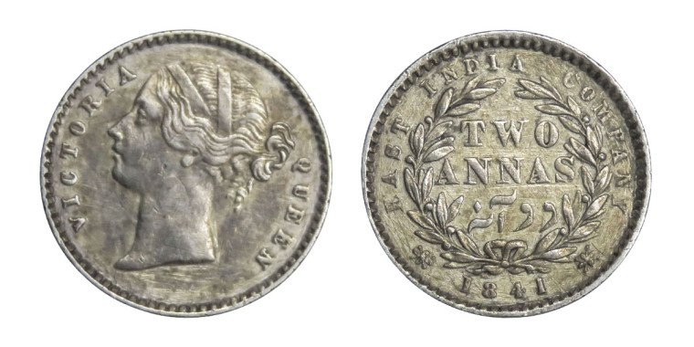 Divided Victoria Queen, Two Annas - 1841