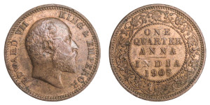 Edward VII King & Emperor, One Quarter Anna - 1905 # Lot 8