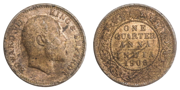 Edward VII King Emperor, One Quarter Anna - 1906 # 2