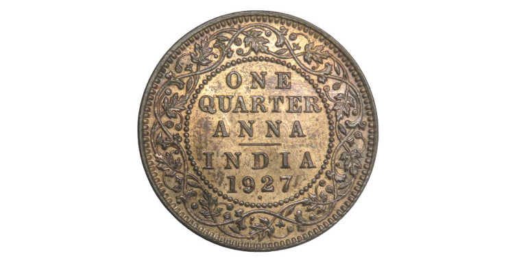 George V King Emperor, One Quarter Anna -1927 # lots 4