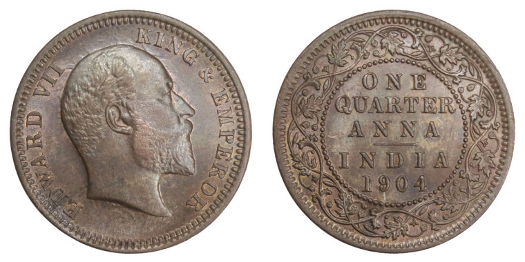 Edward VII King & Emperor, One Quarter Anna - 1904 # Lot 6