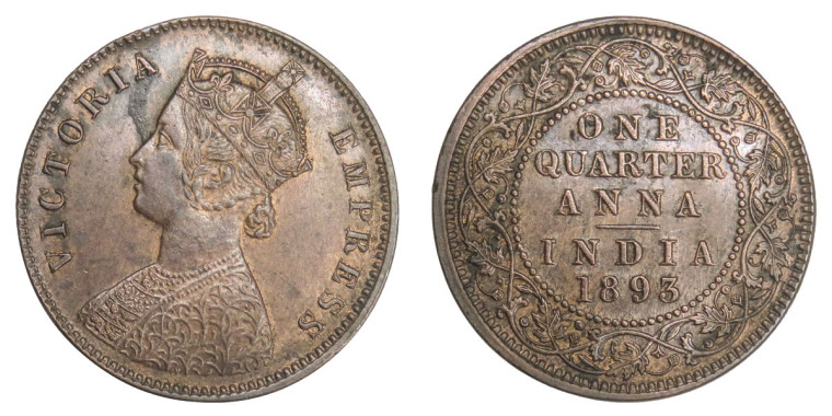 Victoria Empress, One Quarter Anna-1893