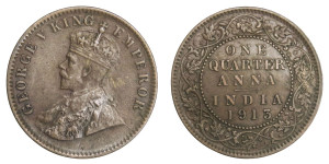 George V King Emperor, One Quarter Anna - 1913