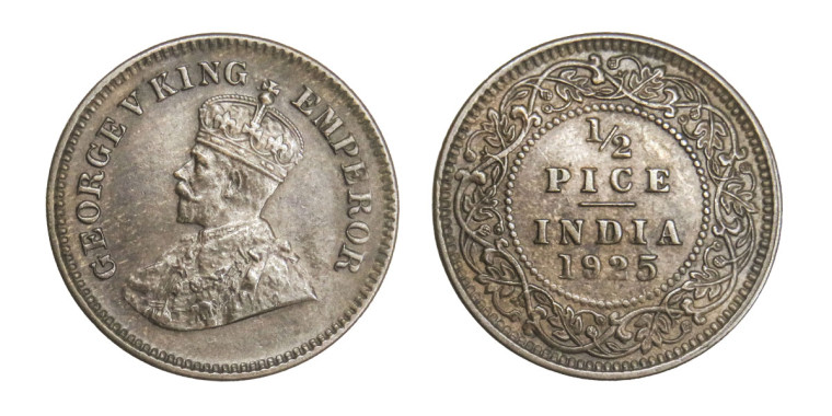 George V King Emperor, 1/2 PICE - 1925 # Lot 13