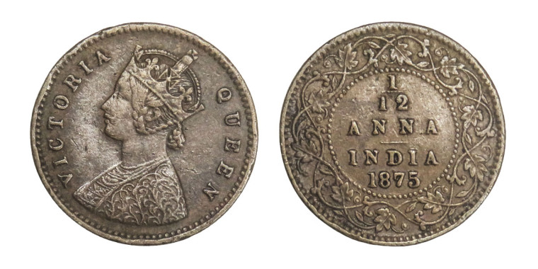 Victoria Queen, 1/12 Anna - 1875