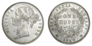 Victoria Queen, One Rupee - 1840 # 28