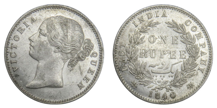 Victoria Queen, One Rupee - 1840 # 30