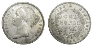 Victoria Queen, One Rupee - 1840 # 31