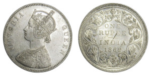 Victoria Queen, One Rupee - 1862 # 3 ( 0/10 Dot )