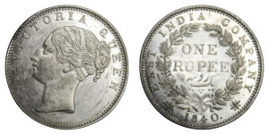 Victoria Queen, One Rupee - 1840 # 32