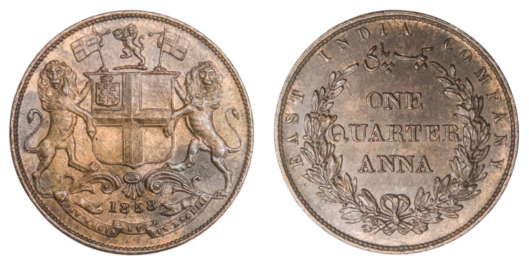 East India Company, One Quarter Anna -1858