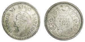 George VI King Emperor, Half Rupee - 1944