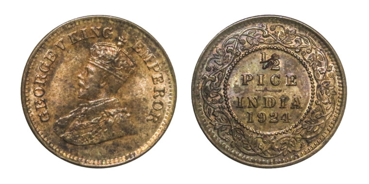 George V King Emperor, 1/2 PICE -1924 # Lot 10