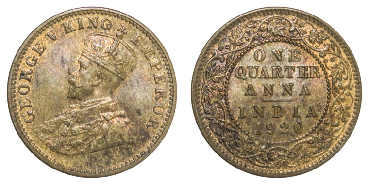 George V King, One Quarter Anna -1920 # 1